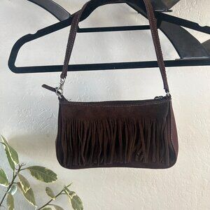 Brown Suede Fringe Mini Bag